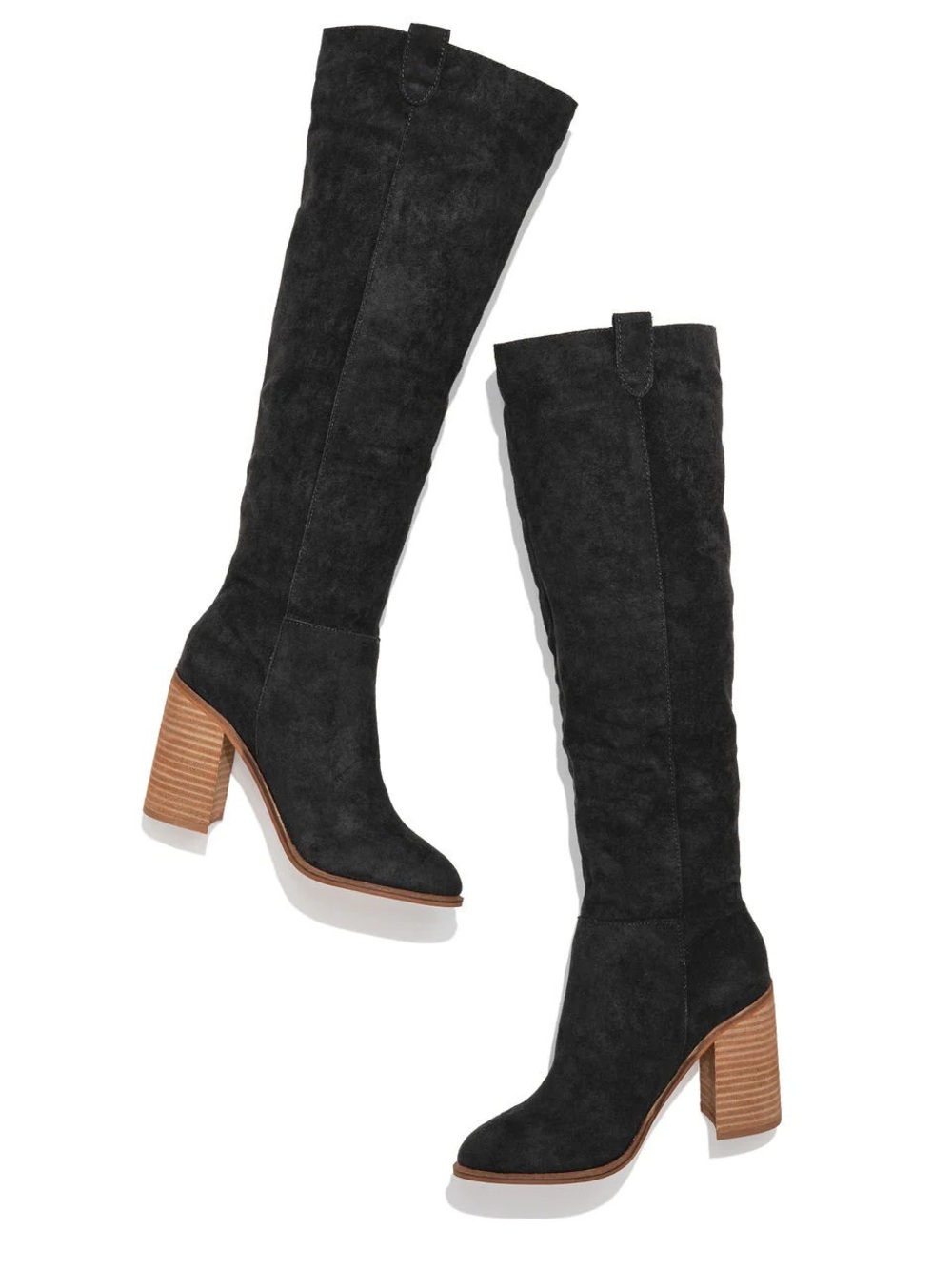 Vici Black Suede Over-The-Knee Block Heel Boots